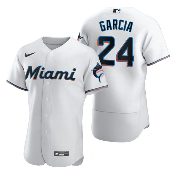 Mens Miami Marlins #24 Avisail Garcia Nike White Home FlexBase Player Jersey