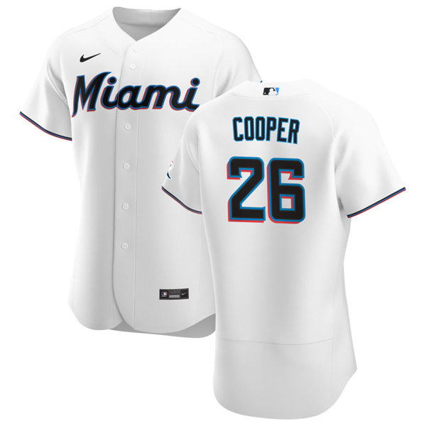 Mens Miami Marlins #26 Garrett Cooper Nike White Home FlexBase Player Jersey