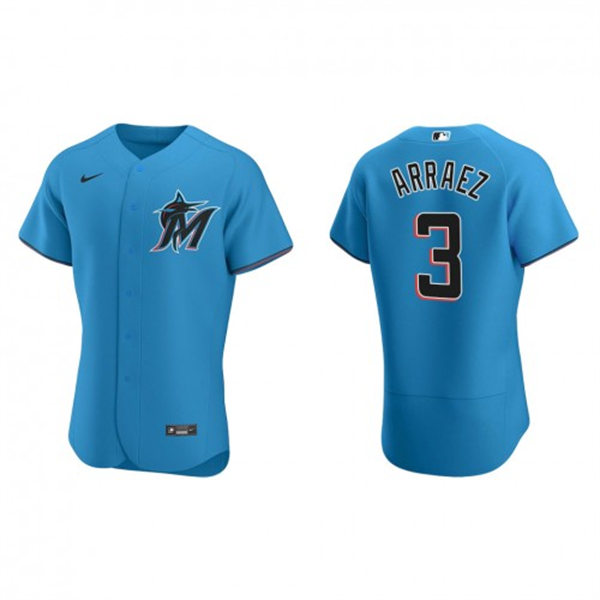 Mens Miami Marlins #3 Luis Arraez Nike Blue Alternate FlexBase Player Jersey