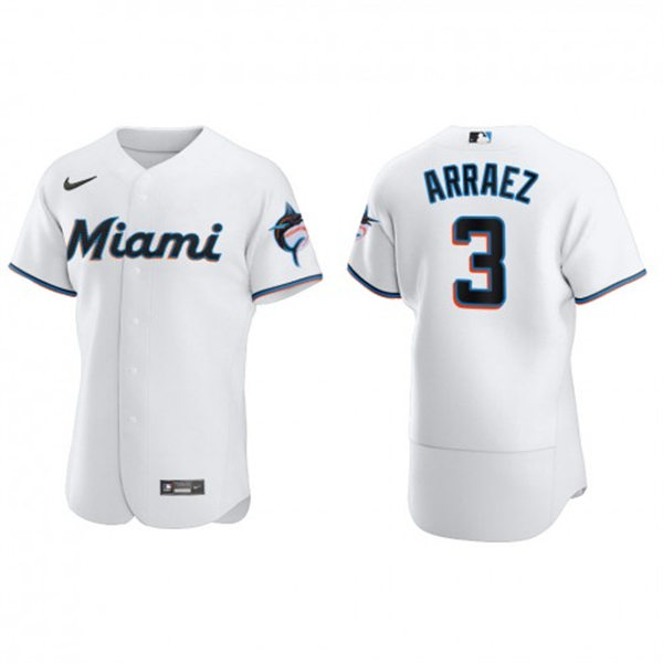 Mens Miami Marlins #3 Luis Arraez Nike White Home FlexBase Player Jersey