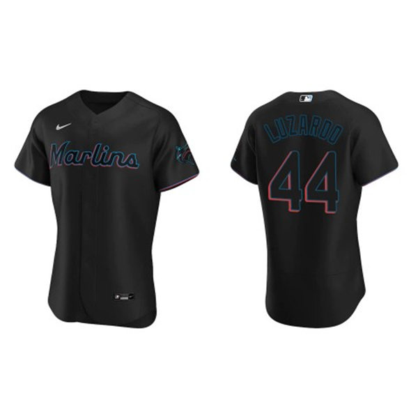 Mens Miami Marlins #44 Jesus Luzardo Nike Black Alternate FlexBase Player Jersey