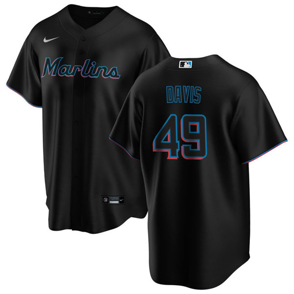 Mens Miami Marlins #49 Jonathan Davis Nike Black Alternate Replica Jersey