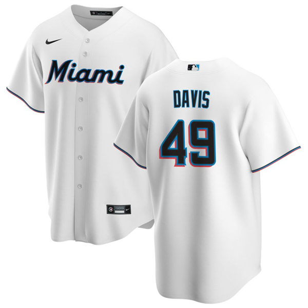 Mens Miami Marlins #49 Jonathan Davis Nike White Home Replica Jersey