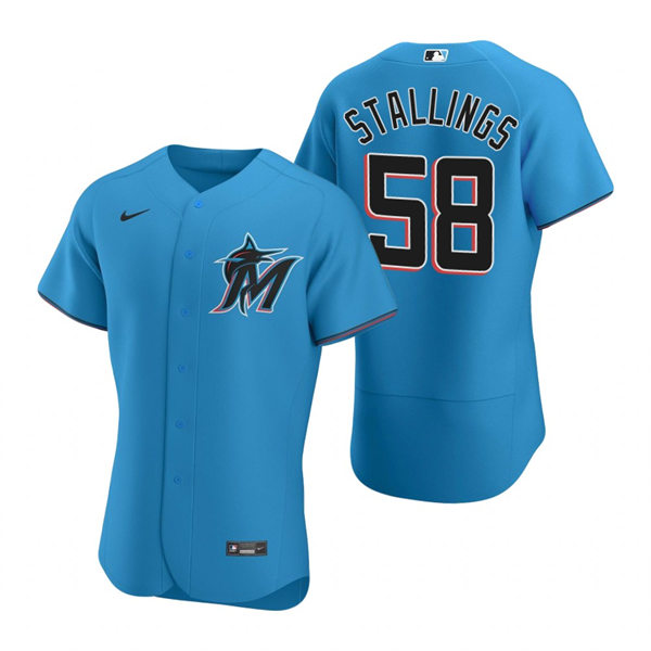 Mens Miami Marlins #58 Jacob Stallings Nike Blue Alternate FlexBase Player Jersey