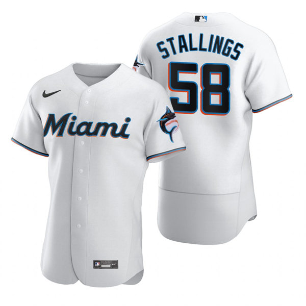 Mens Miami Marlins #58 Jacob Stallings Nike White Home FlexBase Player Jersey
