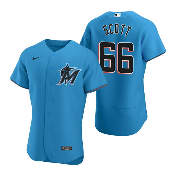Mens Miami Marlins #66 Tanner Scott Nike Blue Alternate FlexBase Player Jersey