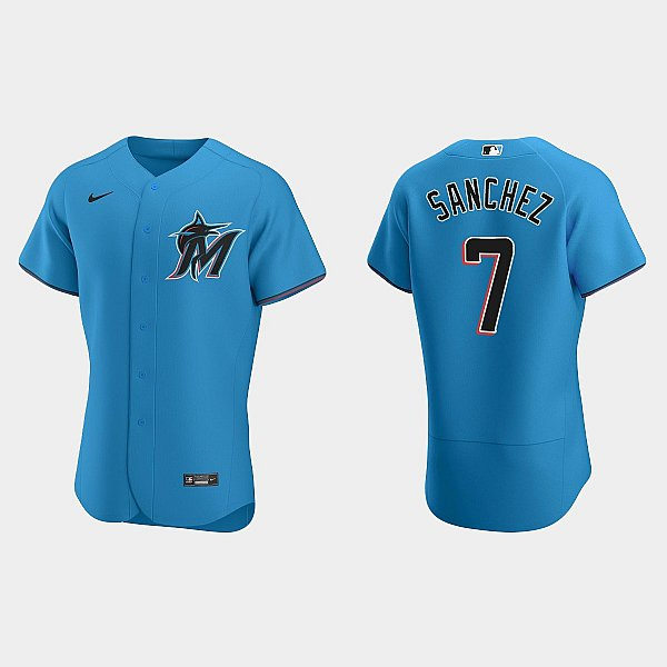 Mens Miami Marlins #7 Jesus Sanchez Nike Blue Alternate FlexBase Player Jersey