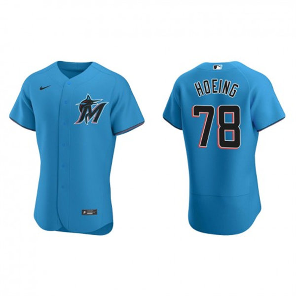 Mens Miami Marlins #78 Bryan Hoeing Nike Blue Alternate FlexBase Player Jersey