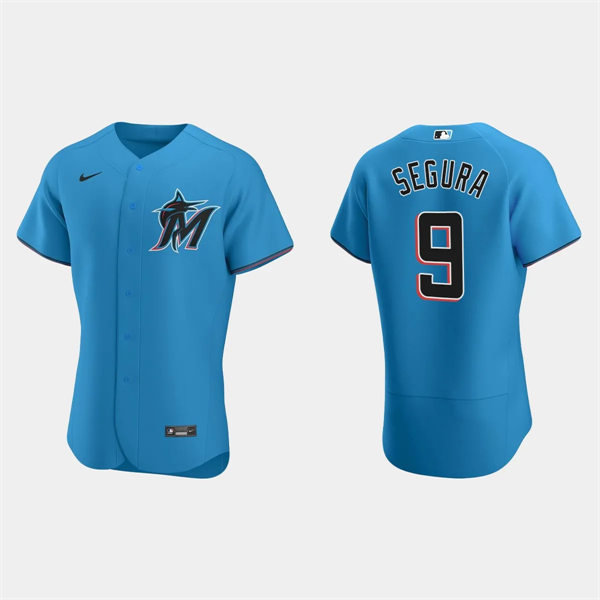 Mens Miami Marlins #9 Jean Segura Nike Blue Alternate FlexBase Player Jersey