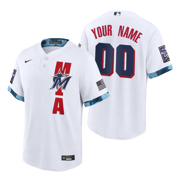 Mens Miami Marlins Custom Brian Anderson Jazz Chisholm Jr. Joe Panik Nike White 2021 MLB All-Star Game Jersey