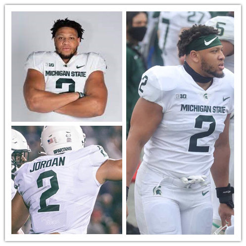Mens Michigan State Spartans #2 Drew Jordan Nike White College Game Football Jersey
