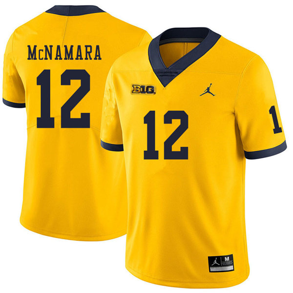 Mens Michigan Wolverines #12 Cade McNamara Jordan Brand Gold College Football Game Jersey