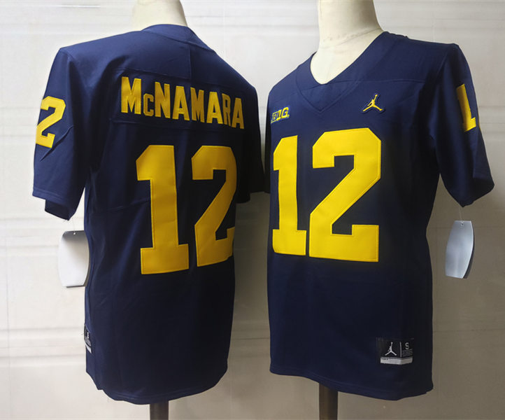 Mens Michigan Wolverines #12 Cade McNamara Jordan Brand Navy College Football Game Jersey