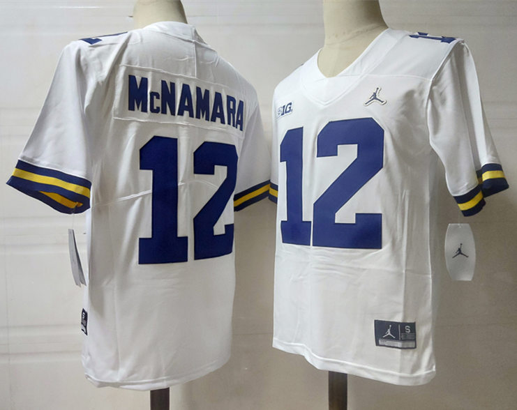 Mens Michigan Wolverines #12 Cade McNamara Jordan Brand White College Football Game Jersey