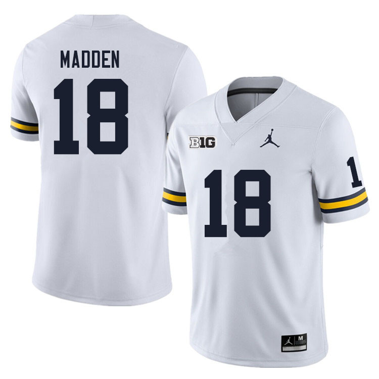 Mens Michigan Wolverines #18 Jesse Madden White College Football Game Jersey