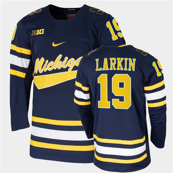 Mens Michigan Wolverines #19 Dylan Larkin Nike Navy College Hockey Game Jerseys