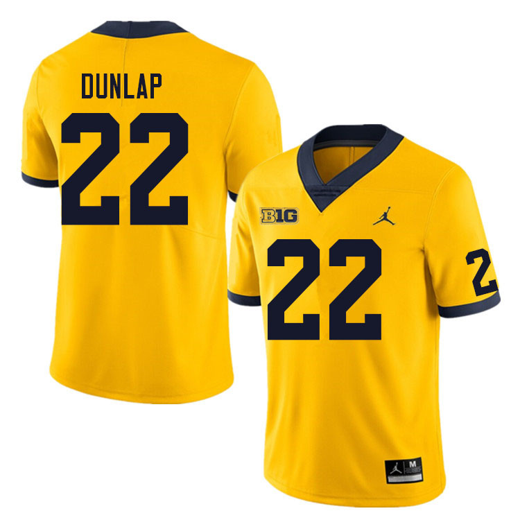 Mens Michigan Wolverines #22 Tavierre Dunlap Maize College Football Game Jersey