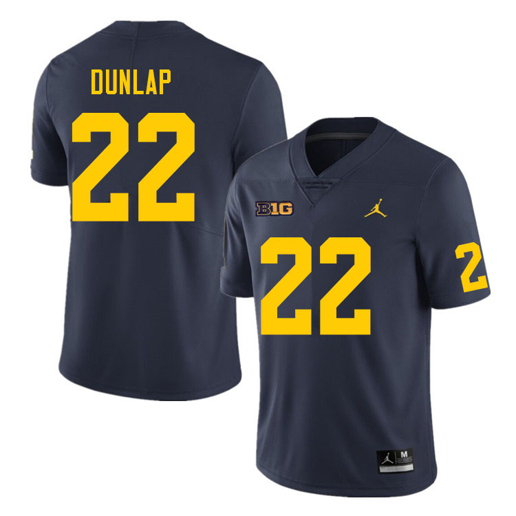 Mens Michigan Wolverines #22 Tavierre Dunlap Navy College Football Game Jersey