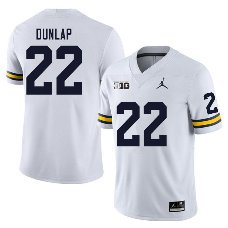 Mens Michigan Wolverines #22 Tavierre Dunlap White College Football Game Jersey