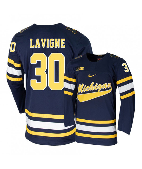 Mens Michigan Wolverines #30 Hayden Lavigne Stitched Nike Navy Hockey Jerseys