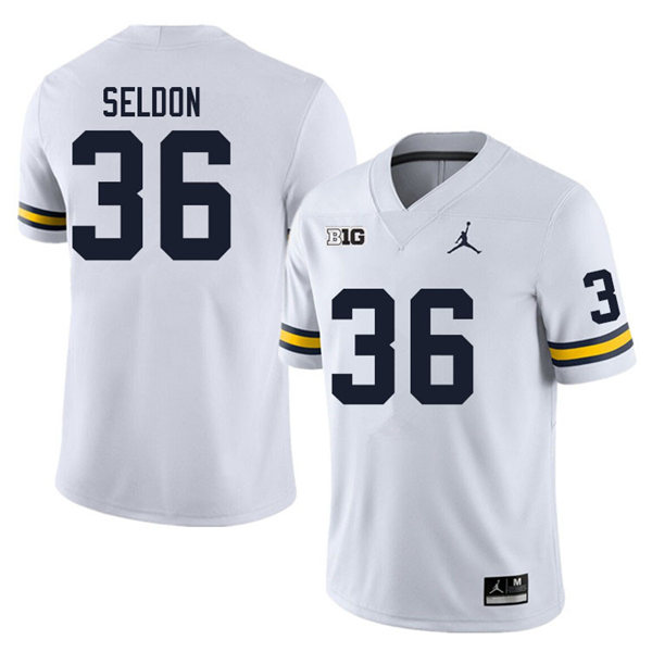 Mens Michigan Wolverines #36 Andre Seldon Jordan Brand White College Football Game Jersey