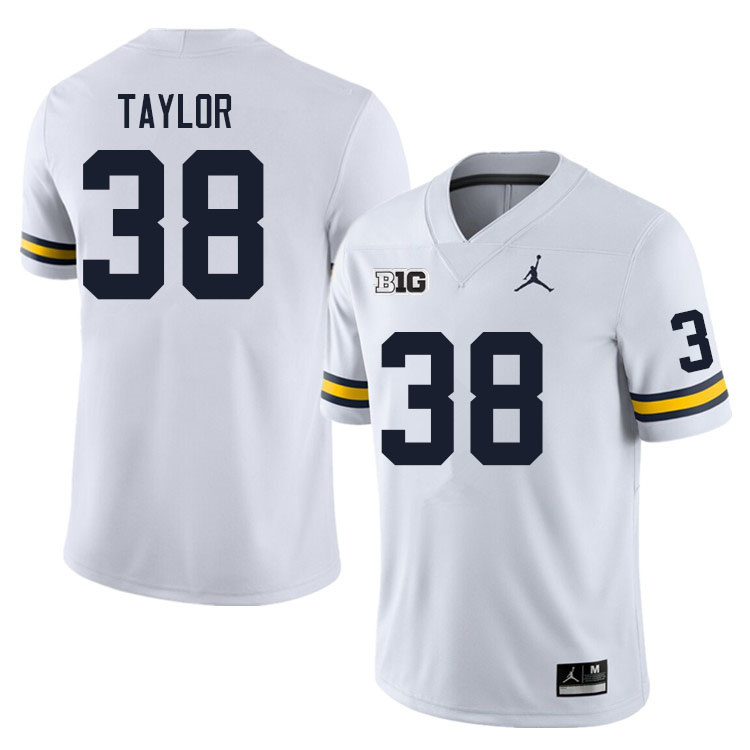 Mens Michigan Wolverines #38 Joe Taylor White College Football Game Jersey