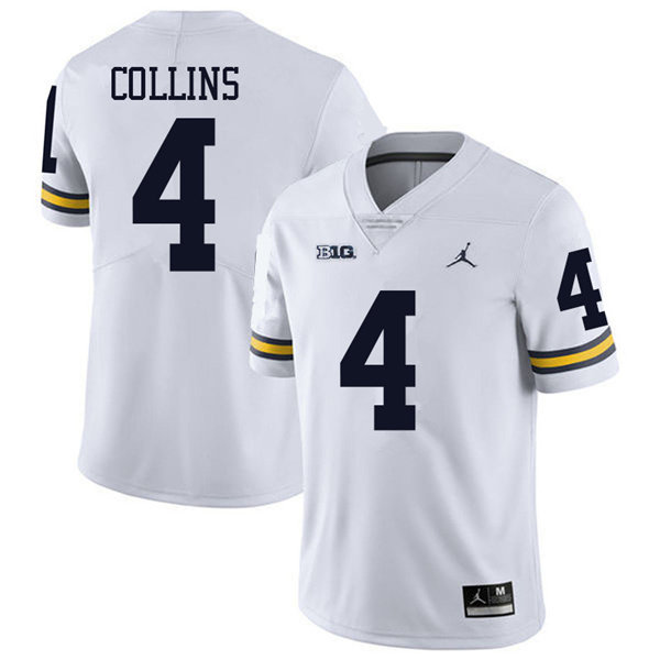 Mens Michigan Wolverines #4 Nico Collins Jordan Brand White College Football Game Jersey