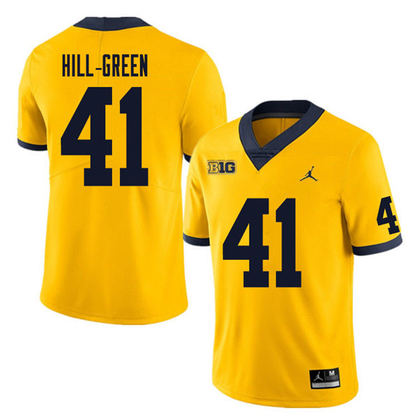 Mens Michigan Wolverines #41 Nikhai Hill-Green Jordan Brand Gold College Football Game Jersey