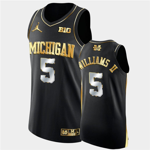 Mens Michigan Wolverines #5 Terrance Williams II Nike Black Golden Edition Basketball Jersey