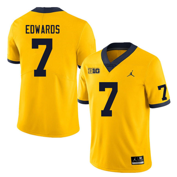 Mens Michigan Wolverines #7 Donovan Edwards Jordan Brand Gold College Football Game Jersey