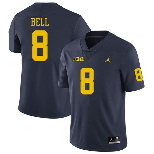 Mens Michigan Wolverines #8 Ronnie Bell Jordan Brand Navy College Football Game Jersey