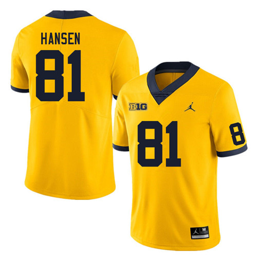 Mens Michigan Wolverines #81 Louis Hansen Maize College Football Game Jersey