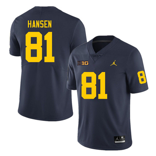 Mens Michigan Wolverines #81 Louis Hansen Navy College Football Game Jersey