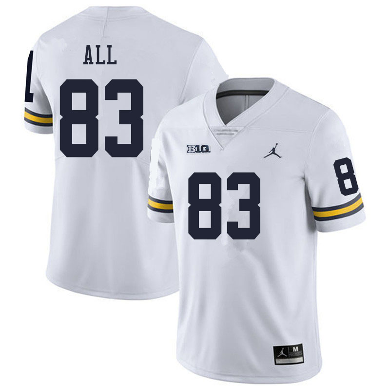 Mens Michigan Wolverines #83 Erick All White Jordan Brand College Football Game Jersey