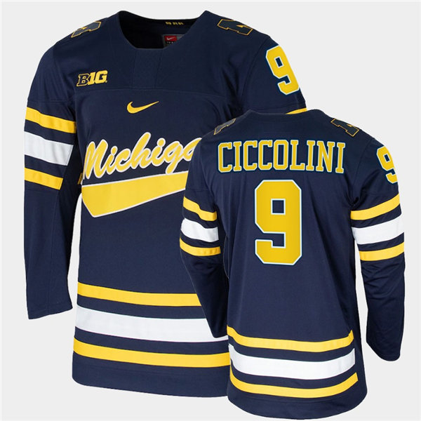 Mens Michigan Wolverines #9 Brendan Morrison Nike Navy College Hockey Game Jersey