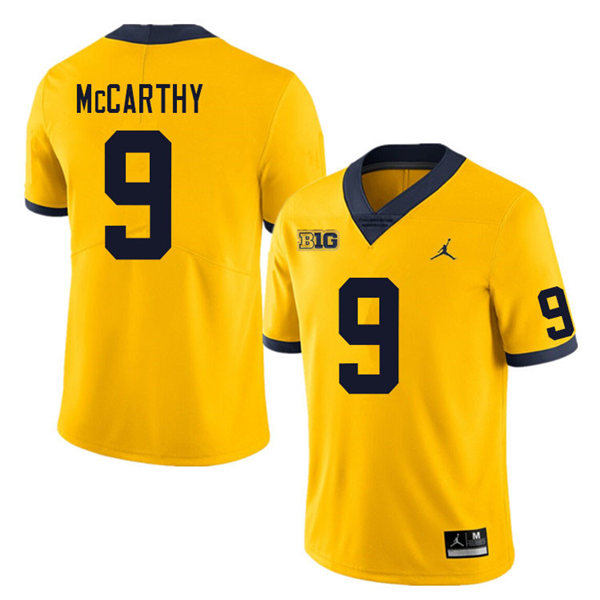 Mens Michigan Wolverines #9 J.J. Mccarthy Jordan Brand Gold College Football Game Jersey