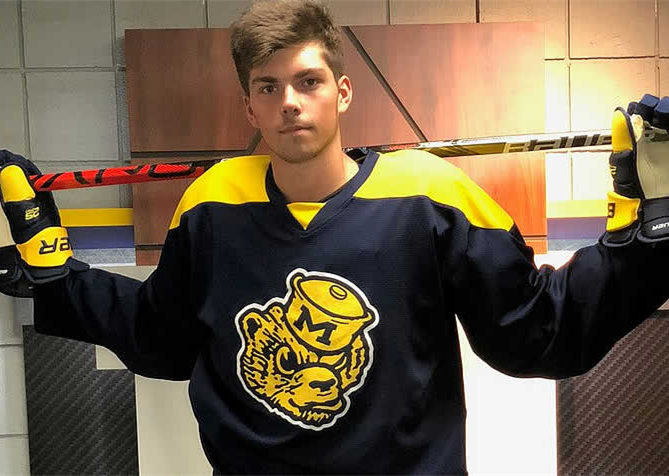 Mens Michigan Wolverines Custom Nike Navy College Training Hockey Jersey