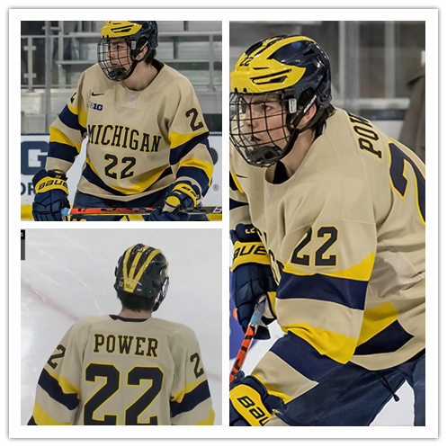 Mens Michigan Wolverines Custom Quinn Hughes Tyler Motte DYLAN LARKIN Zach Werenski Cameron York Owen Power 2020 Cream Jersey