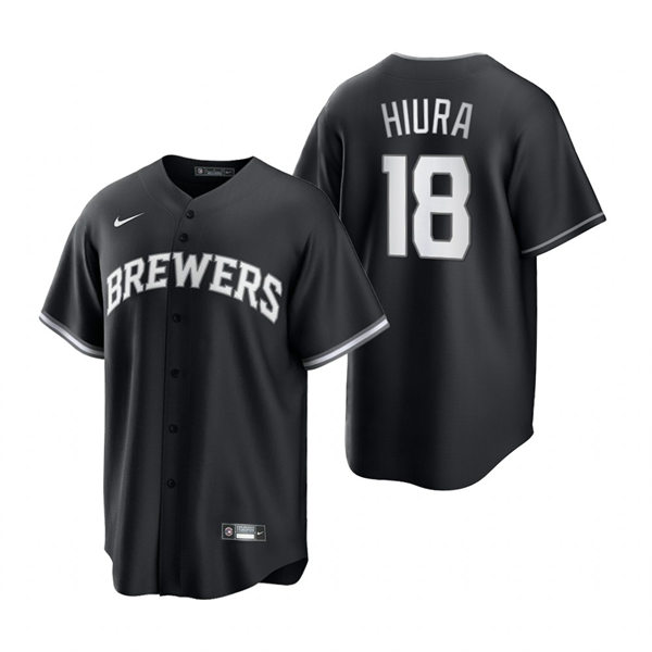 Mens Milwaukee Brewers #18 Keston Hiura Nike 2022 Black Collection Jersey