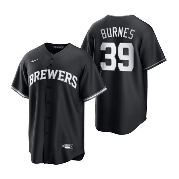 Mens Milwaukee Brewers #39 Corbin Burnes Nike 2021 Black Stitched Fashion Jersey