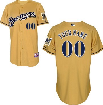 Mens Milwaukee Brewers Customized Yellow Jersey