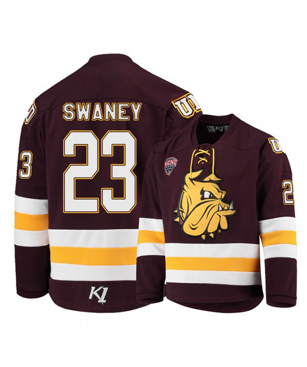 Mens Minnesota Duluth Bulldogs #23 Nick Swaney Under Armour Maroon College Hockey Jersey