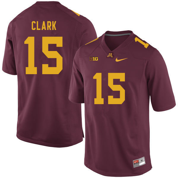 Mens Minnesota Golden Gophers #15 Jacob Clark Nike 2018 Maroon Gold College Football Jersey