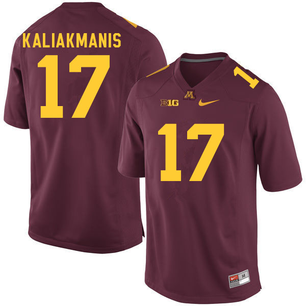 Mens Minnesota Golden Gophers #17 Athan Kaliakmanis Nike 2018 Maroon Gold College Football Jersey