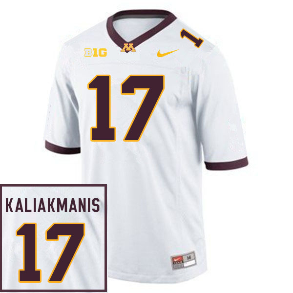 Mens Minnesota Golden Gophers #17 Athan Kaliakmanis Nike 2020 White NCAA College Football Game Jersey