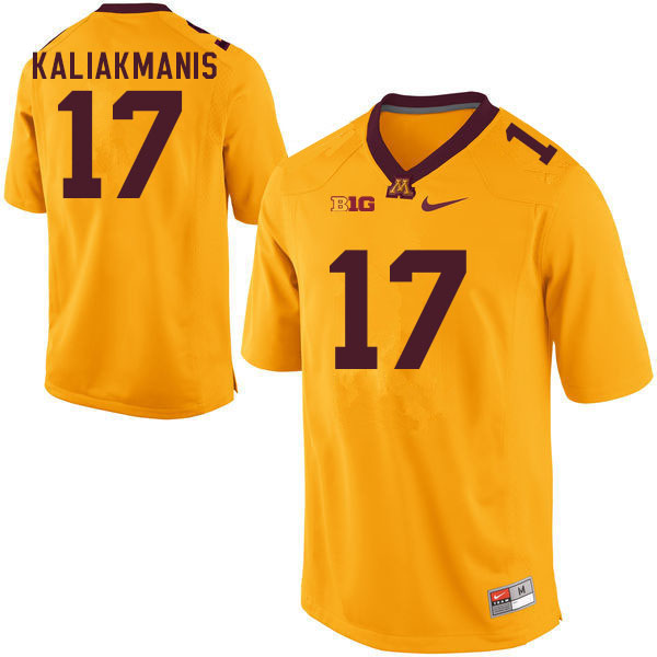 Mens Minnesota Golden Gophers #17 Athan Kaliakmanis Nike Gold College Football Jersey