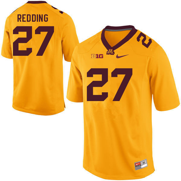 Mens Minnesota Golden Gophers #27 Quentin Redding Nike Gold College Football Jersey