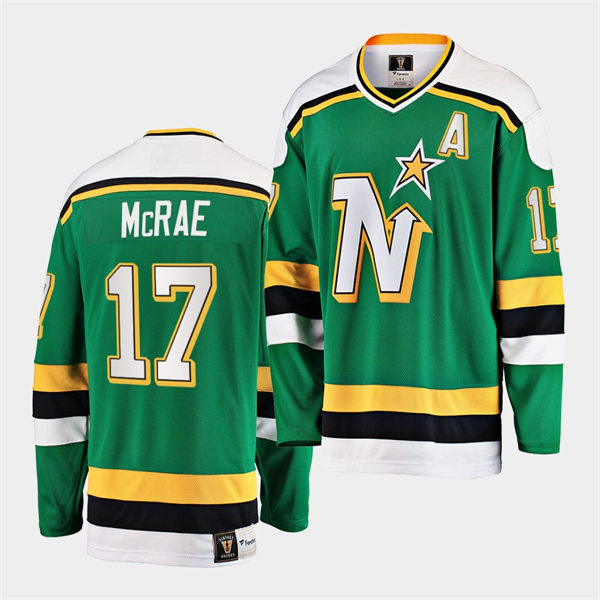 Mens Minnesota North Stars #17 Basil McRae Green Premie Heritage Vintage Jersey Stitched