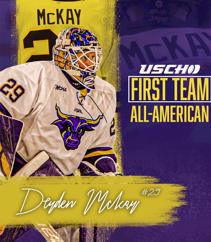 Mens Minnesota State Mavericks #29 Dryden McKay Gemini Gold College Hockey Jersey