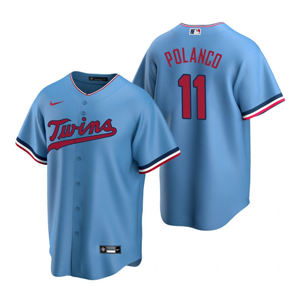 Mens Minnesota Twins #11 Jorge Polanco Nike Powder Blue Alternate Cool Base Jersey